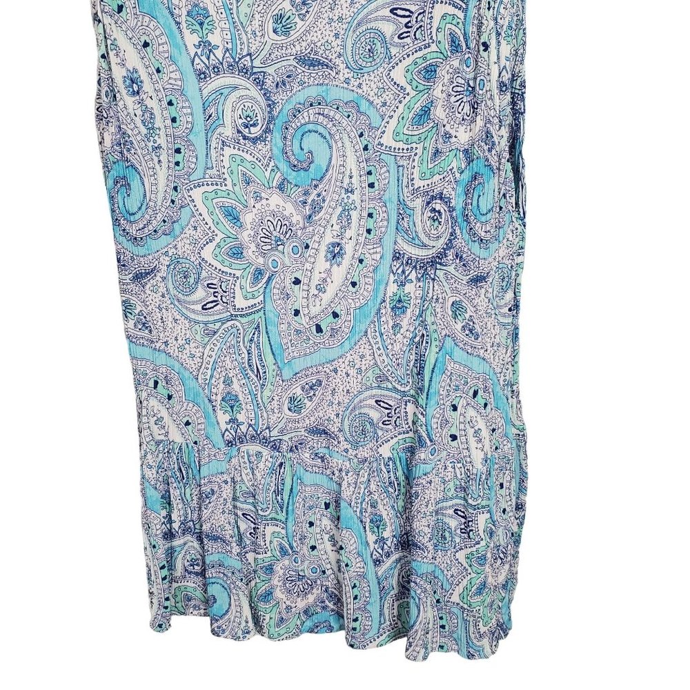 Cynthia Rowley Size 6 Dress Midi Beachy Summer V-neck Ruffle Hem Crinkle Crepe - Picture 5 of 9